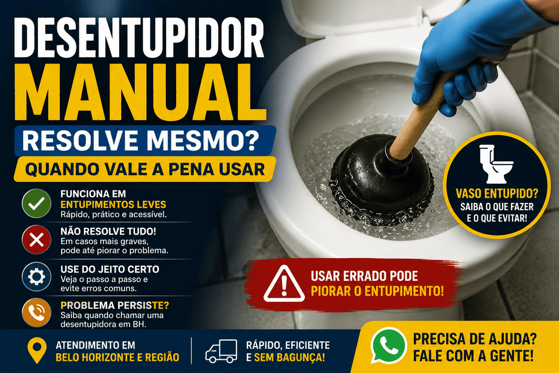 Desentupidor Manual Resolve Mesmo Quando Vale a Pena Usar